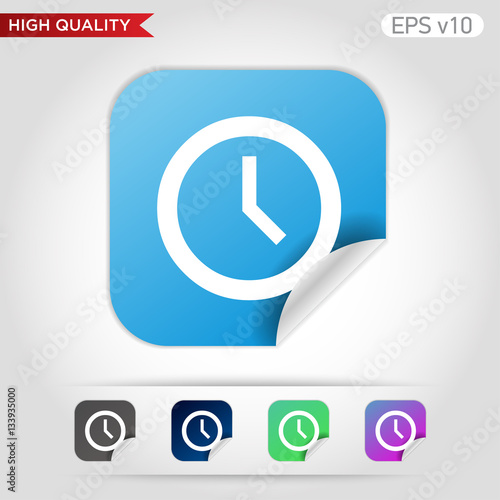 Colored icon or button of clock symbol with background