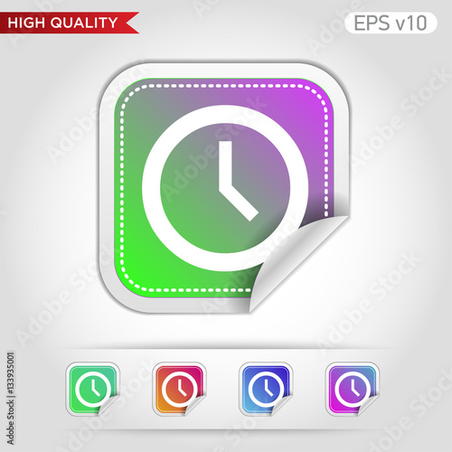 Colored icon or button of clock symbol with background
