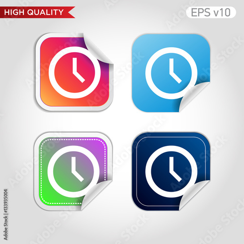 Colored icon or button of clock symbol with background