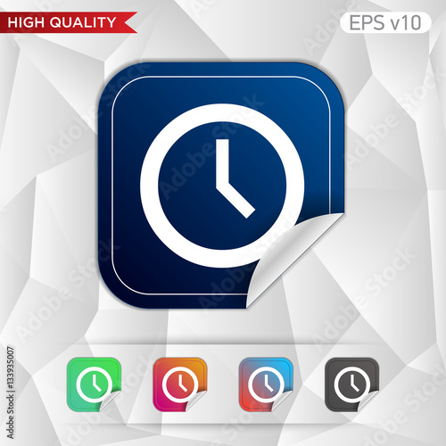 Colored icon or button of clock symbol with background