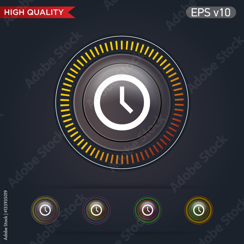 Colored icon or button of clock symbol with background