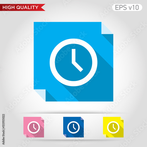 Colored icon or button of clock symbol with background