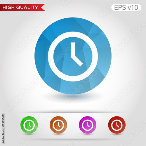 Colored icon or button of clock symbol with background