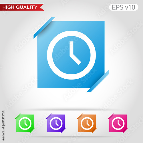 Colored icon or button of clock symbol with background
