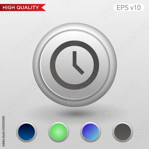 Colored icon or button of clock symbol with background