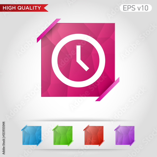 Colored icon or button of clock symbol with background