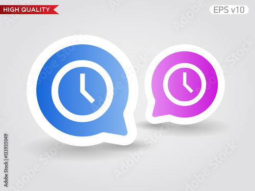 Colored icon or button of clock symbol with background