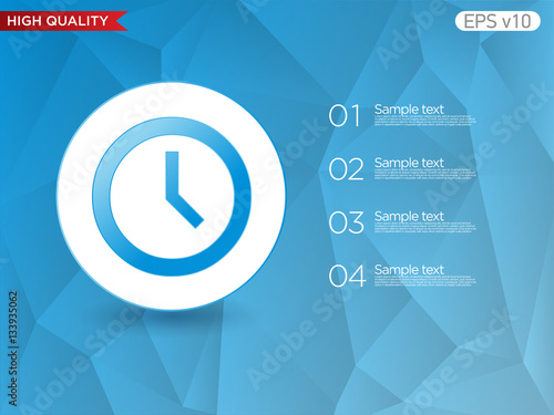 Colored icon or button of clock symbol with background