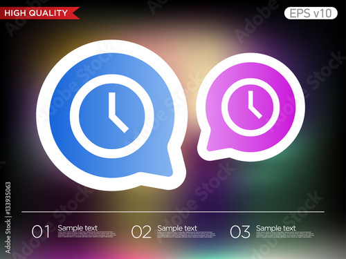 Colored icon or button of clock symbol with background
