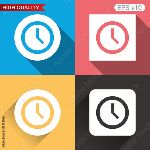 Colored icon or button of clock symbol with background