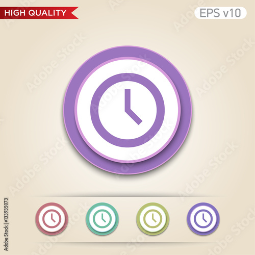 Colored icon or button of clock symbol with background