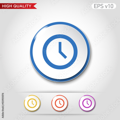 Colored icon or button of clock symbol with background