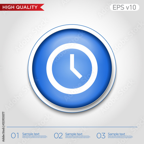Colored icon or button of clock symbol with background