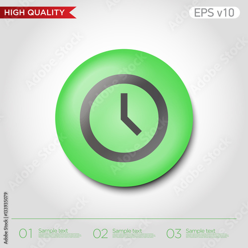 Colored icon or button of clock symbol with background