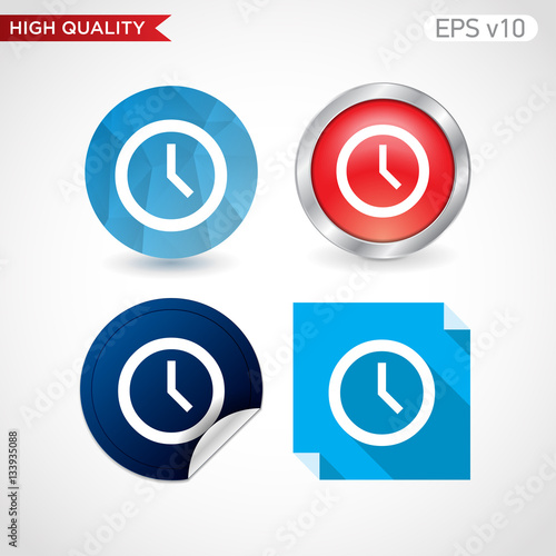 Colored icon or button of clock symbol with background