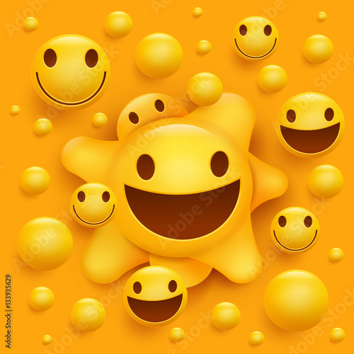 Yellow smiley face character. Molecular structure