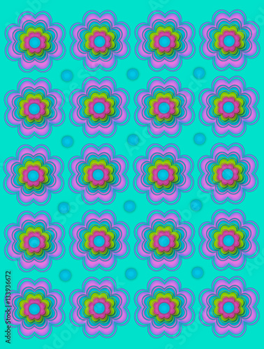 Scalloped flowers on Turquoise