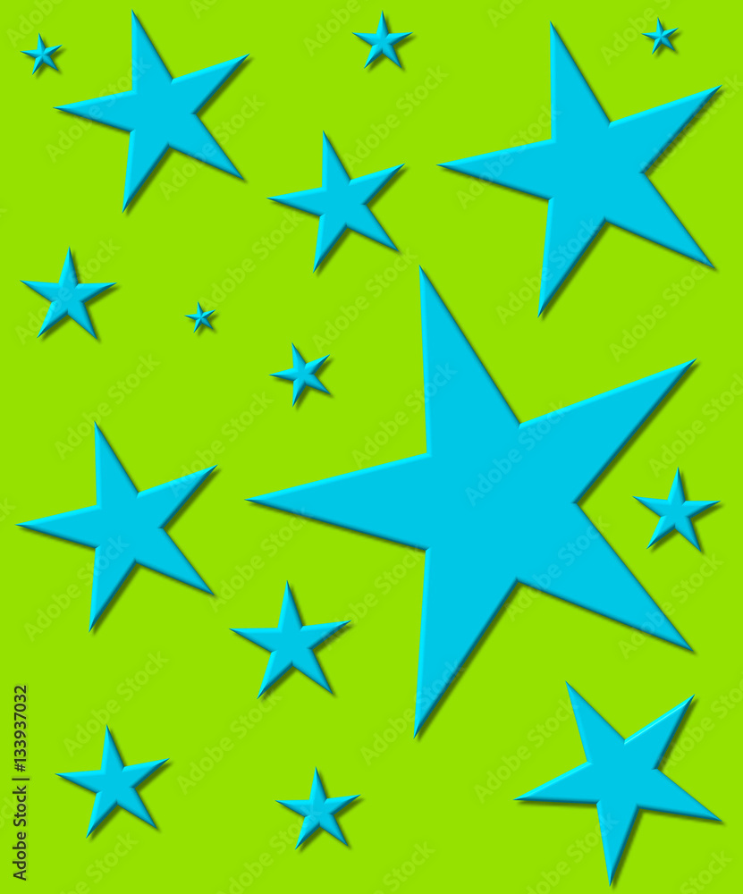 Big and small stars on green Big and small stars on green