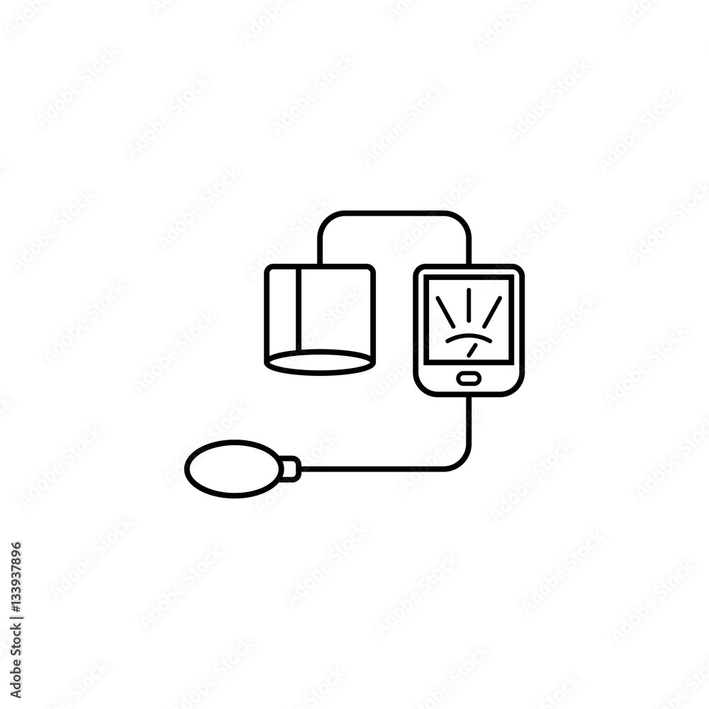 Blood sphygmomanometer line icon,  Element of medical and Blood pressure sign, vector graphics, a linear pattern on a white background, eps 10.