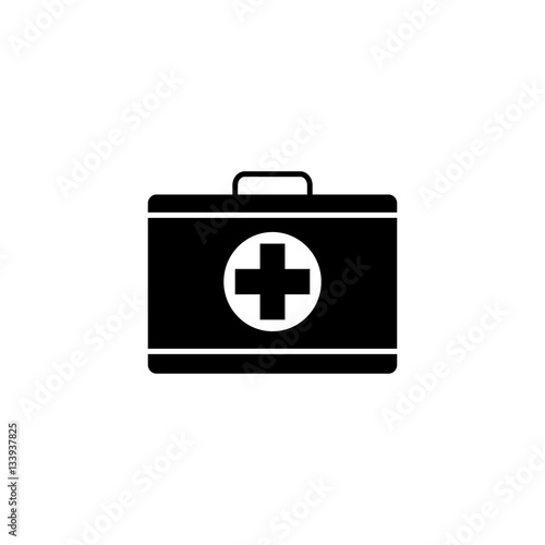 First aid box solid icon, medical case and bag, vector graphics, a filled pattern on a white background, eps 10.