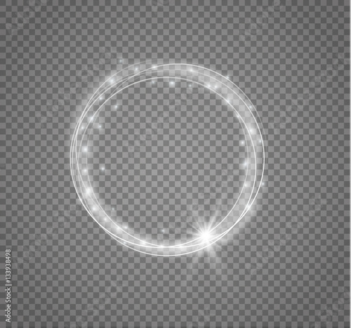 Glowing magic white fire circle ring trace.