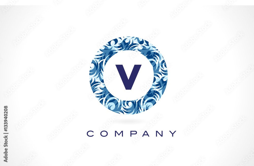 Letter V Blue Pattern Logo Design. Letter V Blue Pattern Logo Design.