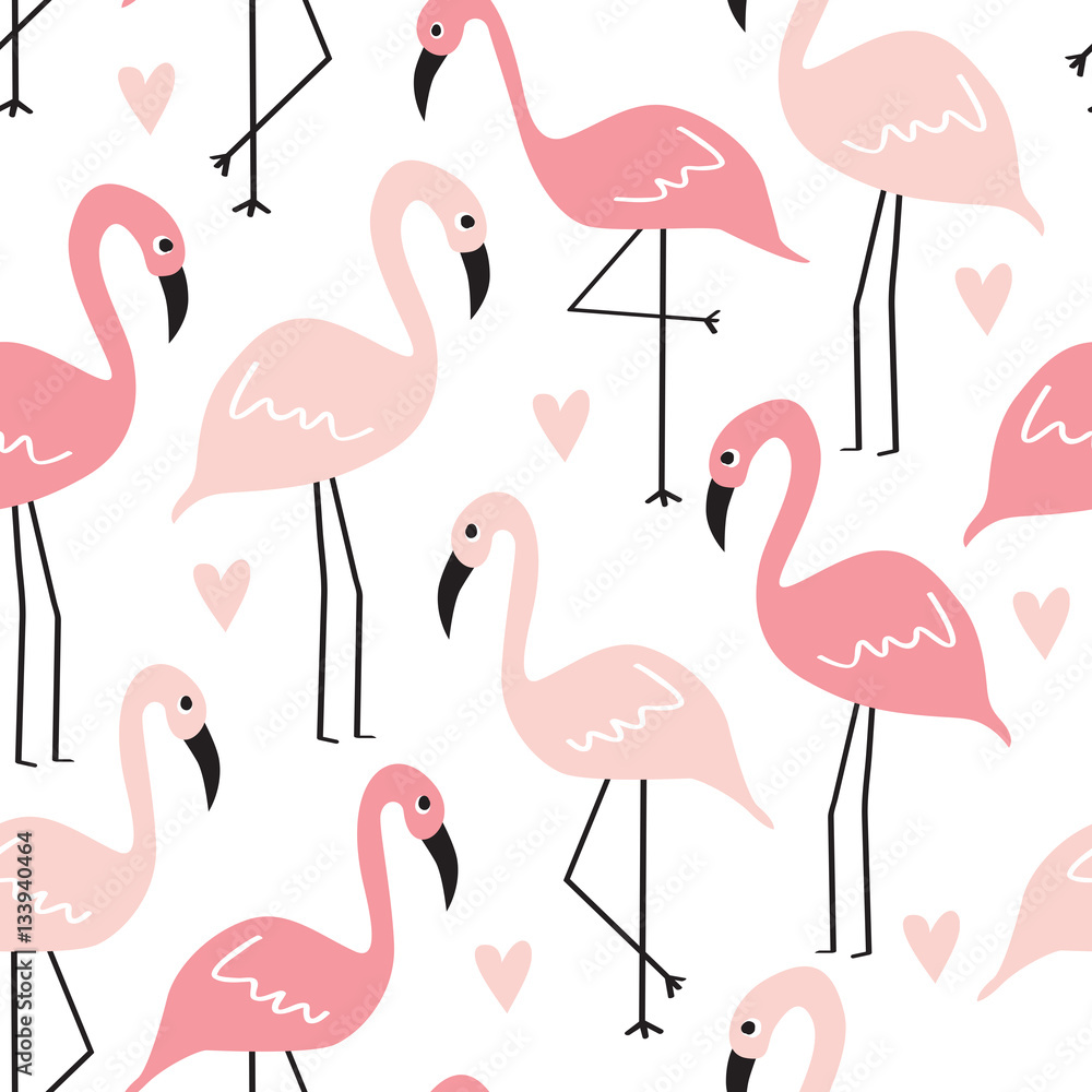 Naklejka premium ilustracja wektorowa wzór flamingo bez szwu