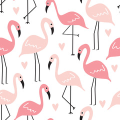 Fototapete Flamingomuster Stilisierte Flamingo Illustration als Muster  © Larienn