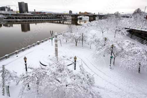 Portland Waterfront Under Snow