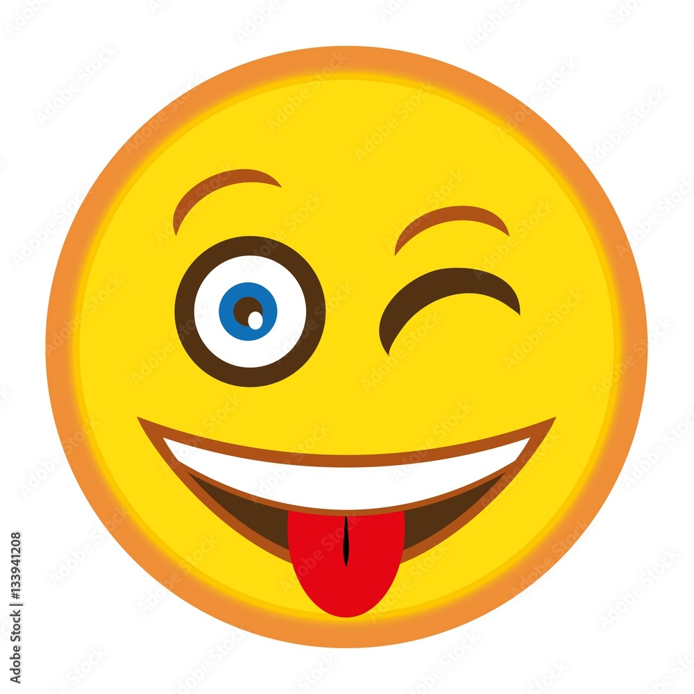 Winking smiley with tongue pulled out, funny emoji illustration vector Winking smiley with tongue pulled out, funny emoji illustration vector