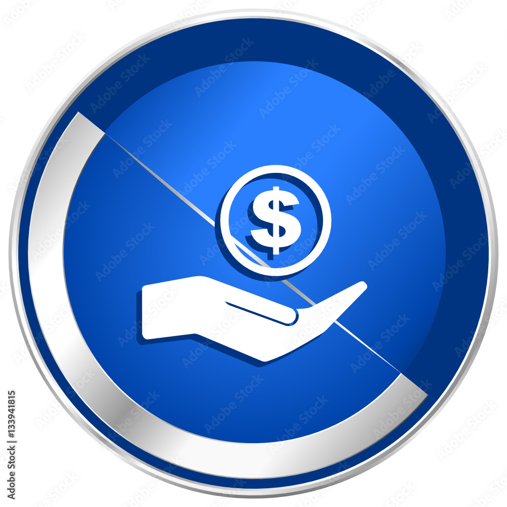 Save money silver metallic web and mobile phone vector icon. Save money silver metallic web and mobile phone vector icon.