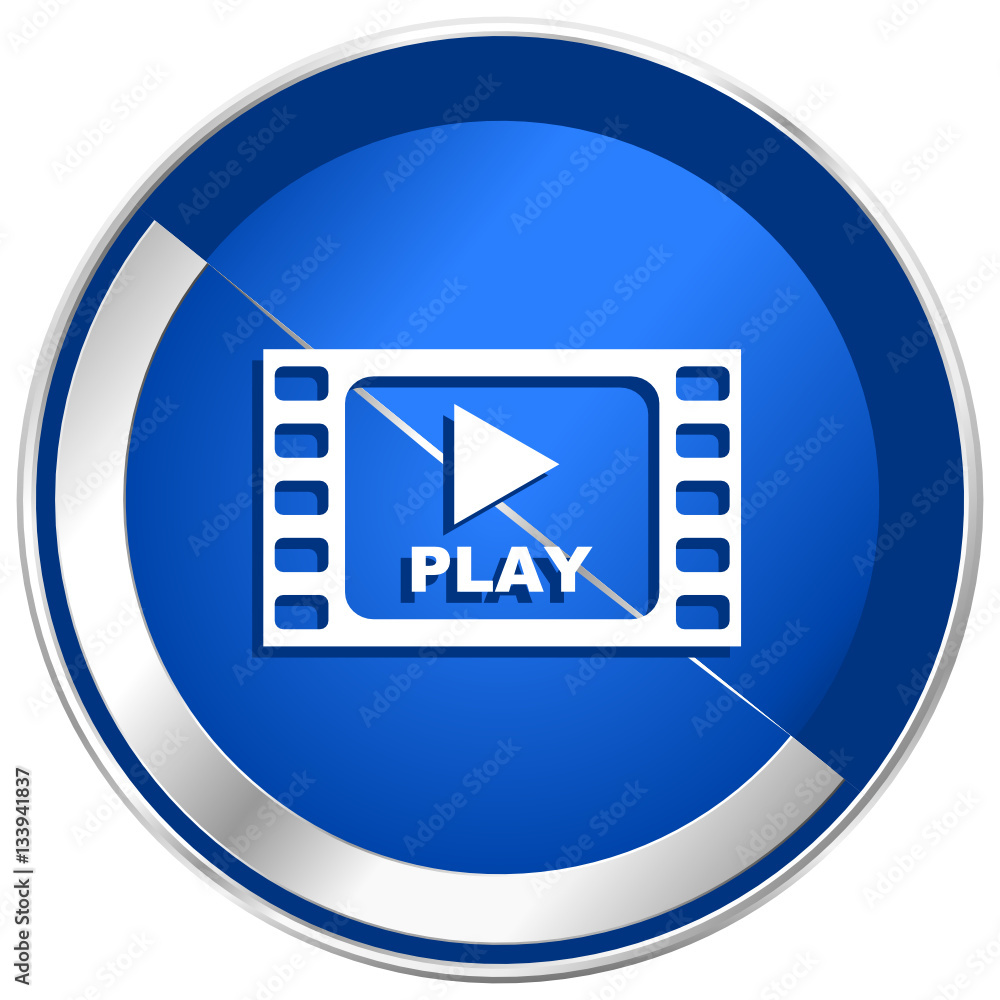 Play video silver metallic web and mobile phone vector icon. Play video silver metallic web and mobile phone vector icon.