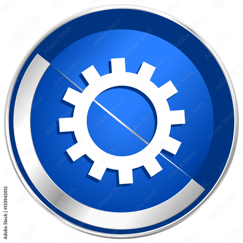 Gear silver metallic web and mobile phone vector icon. Gear silver metallic web and mobile phone vector icon.
