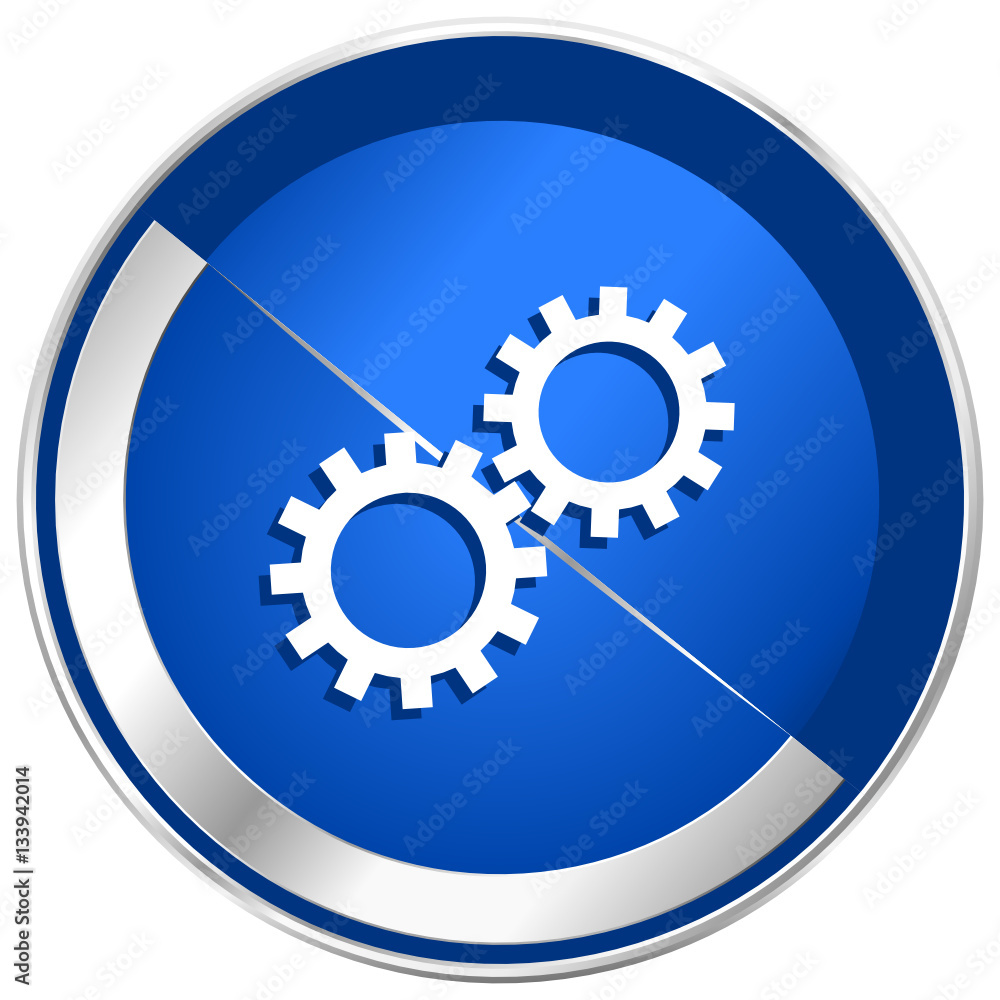 Gears silver metallic web and mobile phone vector icon Gears silver metallic web and mobile phone vector icon