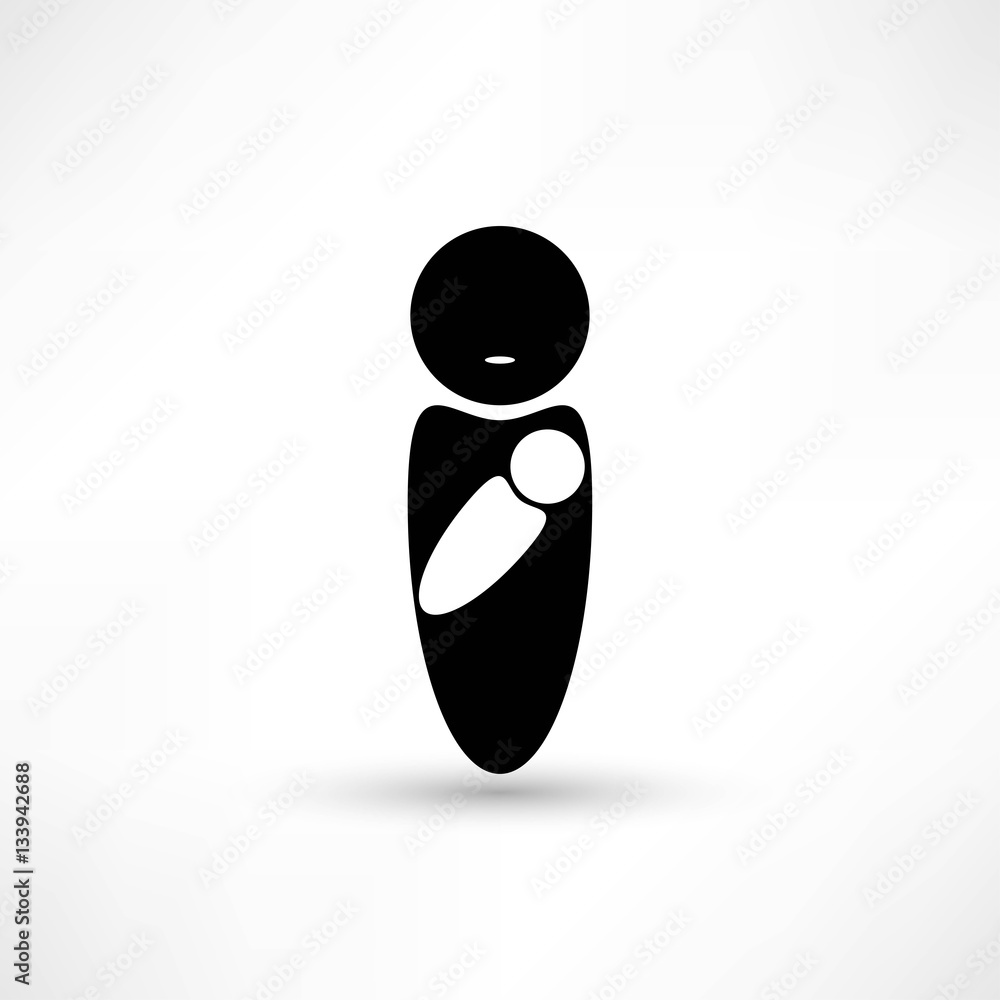 Mother breastfeeding her baby stylized symbol Mother breastfeeding her baby stylized symbol