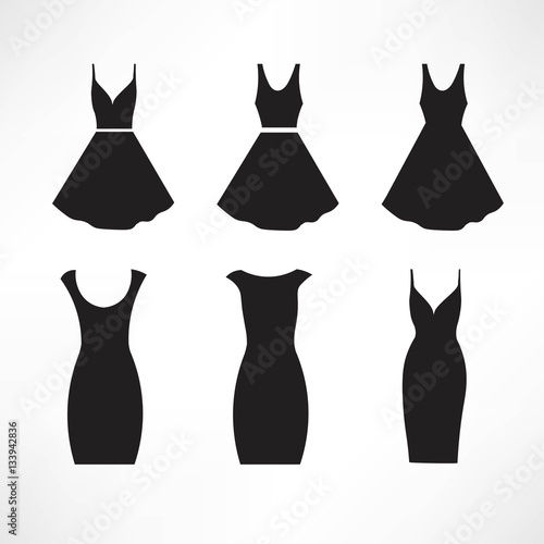Vintage dresses silhouette vector set
