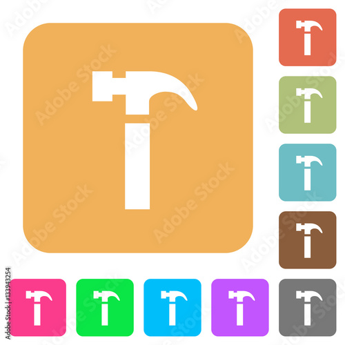 Hammer rounded square flat icons