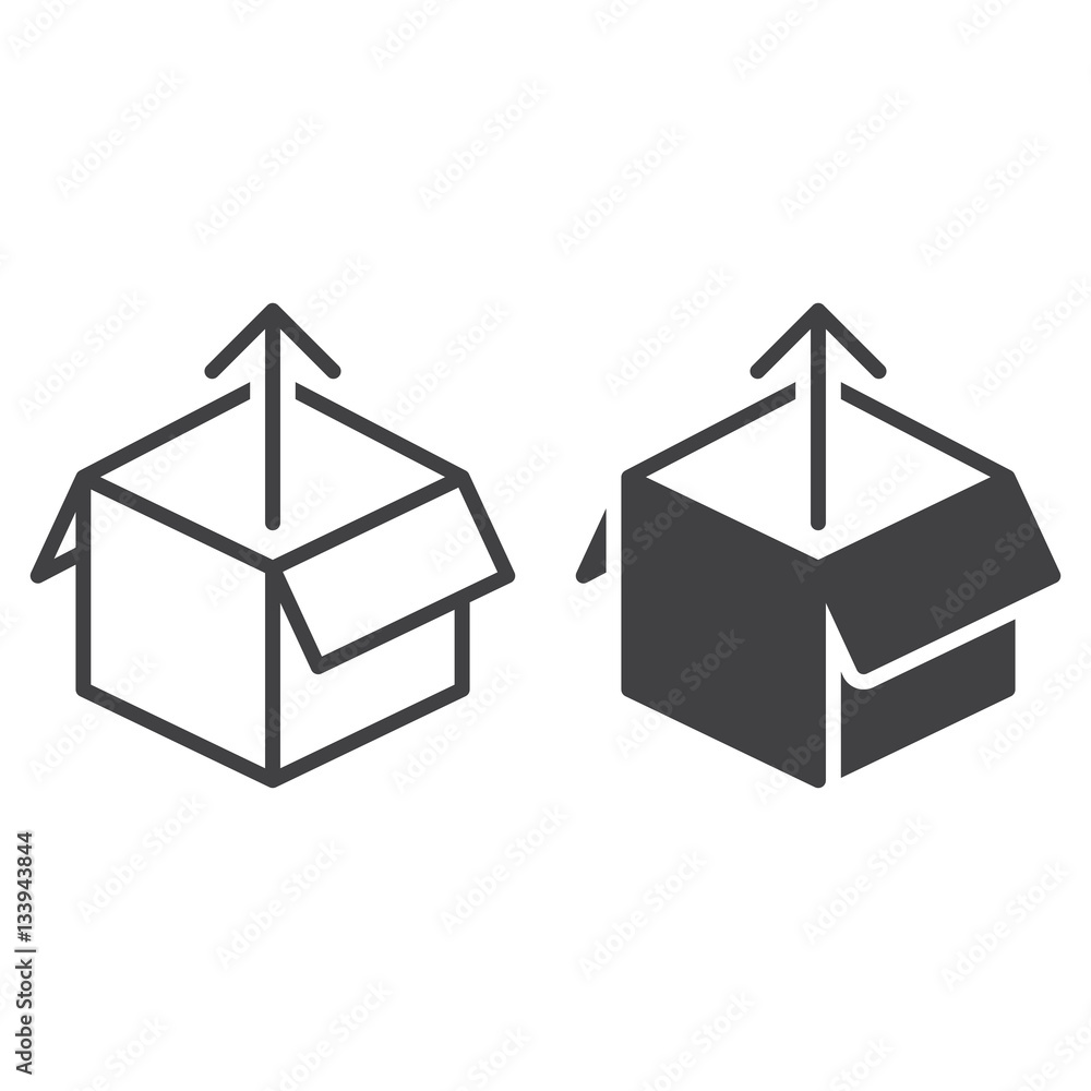 Box out line icon, outline and filled vector sign, linear and full