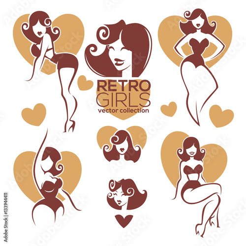 funny catoon pinup girls, vector collection..