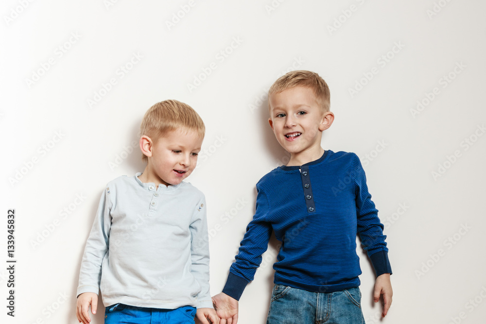 Little boys have fun together at home. Little boys have fun together at home.