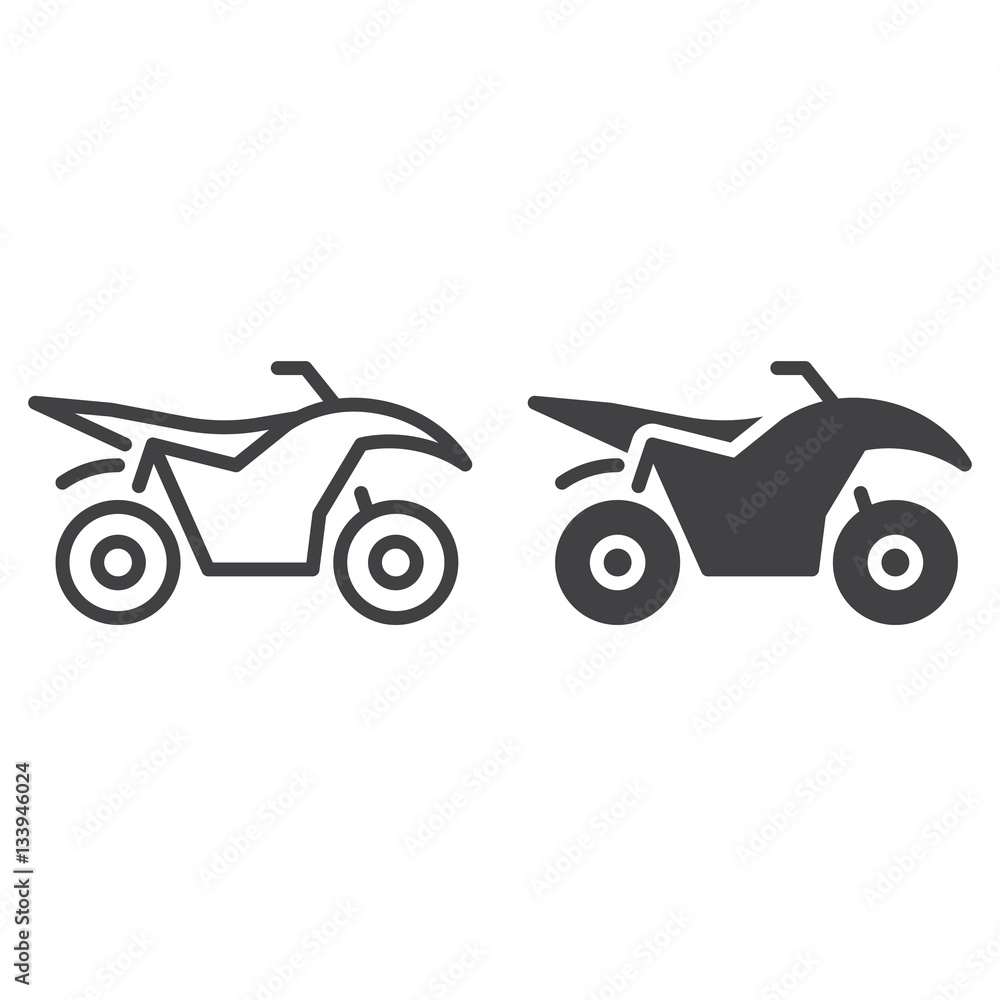 Quad bike line icon, ATV outline and filled vector sign, linear and full pictogram isolated on white. Symbol,  logo illustration