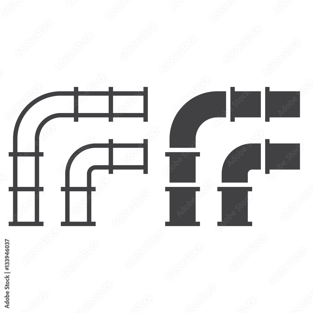 Pipelines line icon, outline and filled vector sign, linear and full pictogram isolated on white. Symbol, logo illustration Pipelines line icon, outline and filled vector sign, linear and full pictogram isolated on white. Symbol, logo illustration