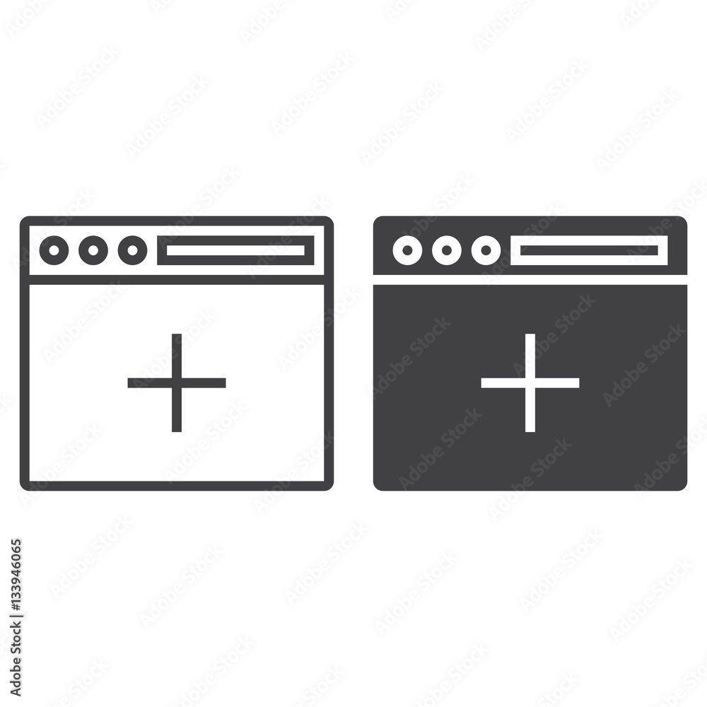 New browser window line icon, outline and filled vector sign, linear and full pictogram isolated on white. Symbol, logo illustration New browser window line icon, outline and filled vector sign, linear and full pictogram isolated on white. Symbol, logo illustration