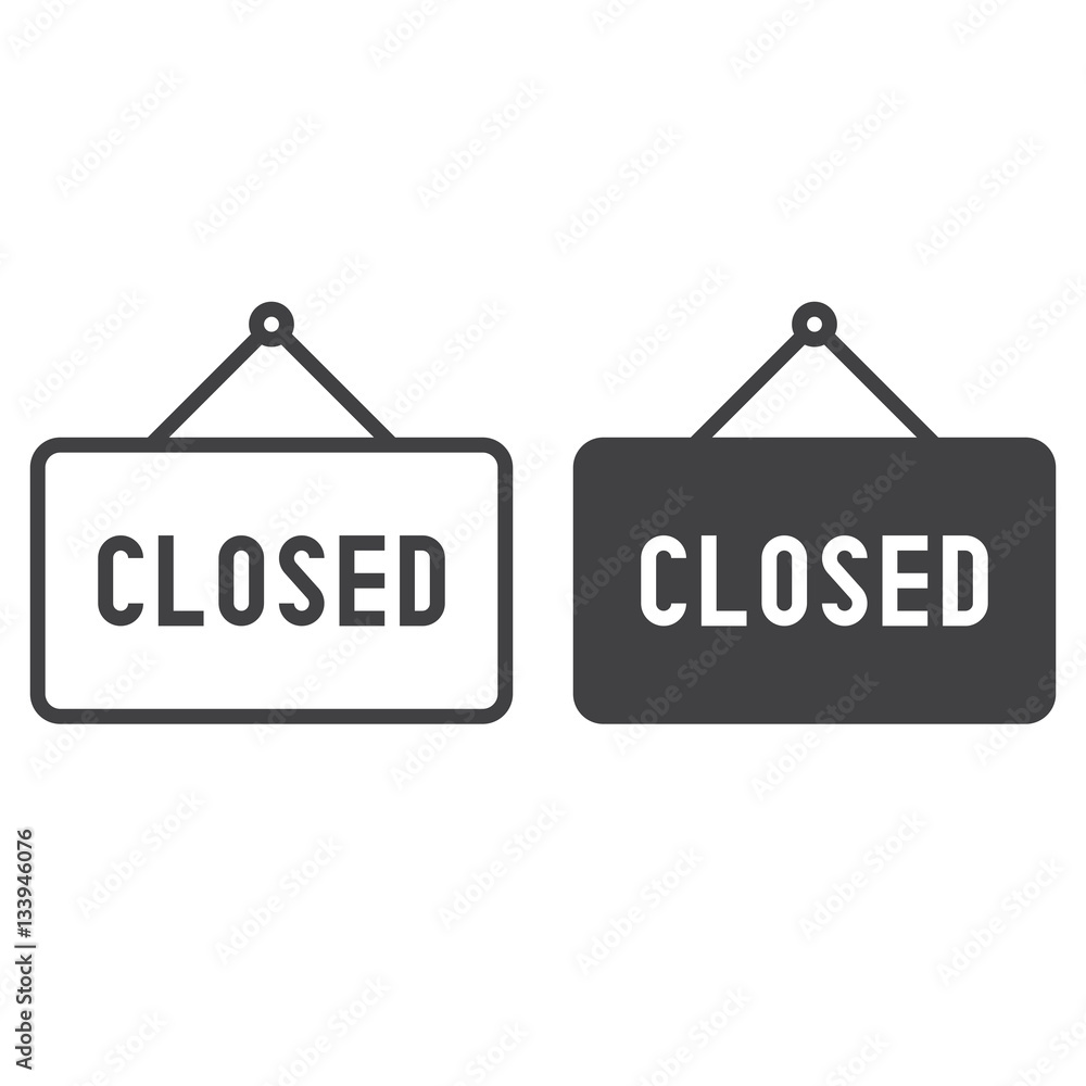 closed line icon, outline and filled vector sign, linear and full pictogram isolated on white. Symbol, logo illustration closed line icon, outline and filled vector sign, linear and full pictogram isolated on white. Symbol, logo illustration