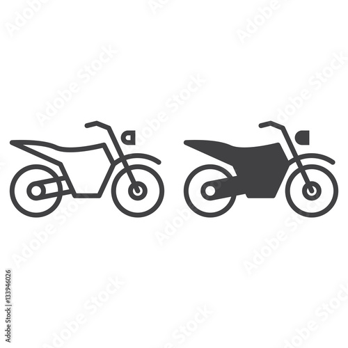 Dirt bike line icon, motorcycle outline and filled vector sign, linear and full pictogram isolated on white. Symbol, logo illustration