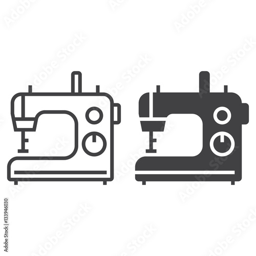 sewing machine line icon, outline and filled vector sign, linear and full pictogram isolated on white. Symbol,  logo illustration