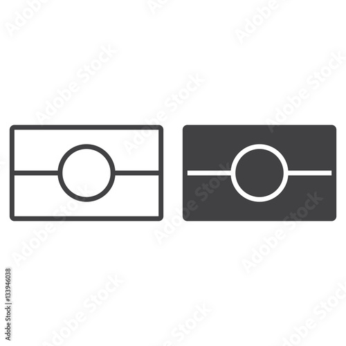 Biometric passport symbol. ePassport line icon, outline and filled vector sign, linear and full pictogram isolated on white. Symbol,  logo illustration