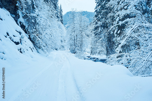 Winter road after the snowfall