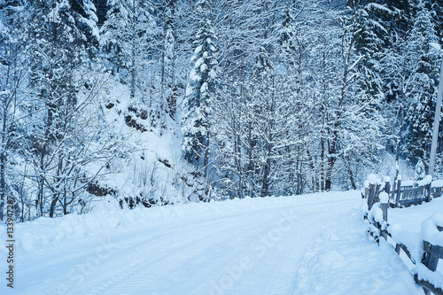 Winter road after the snowfall