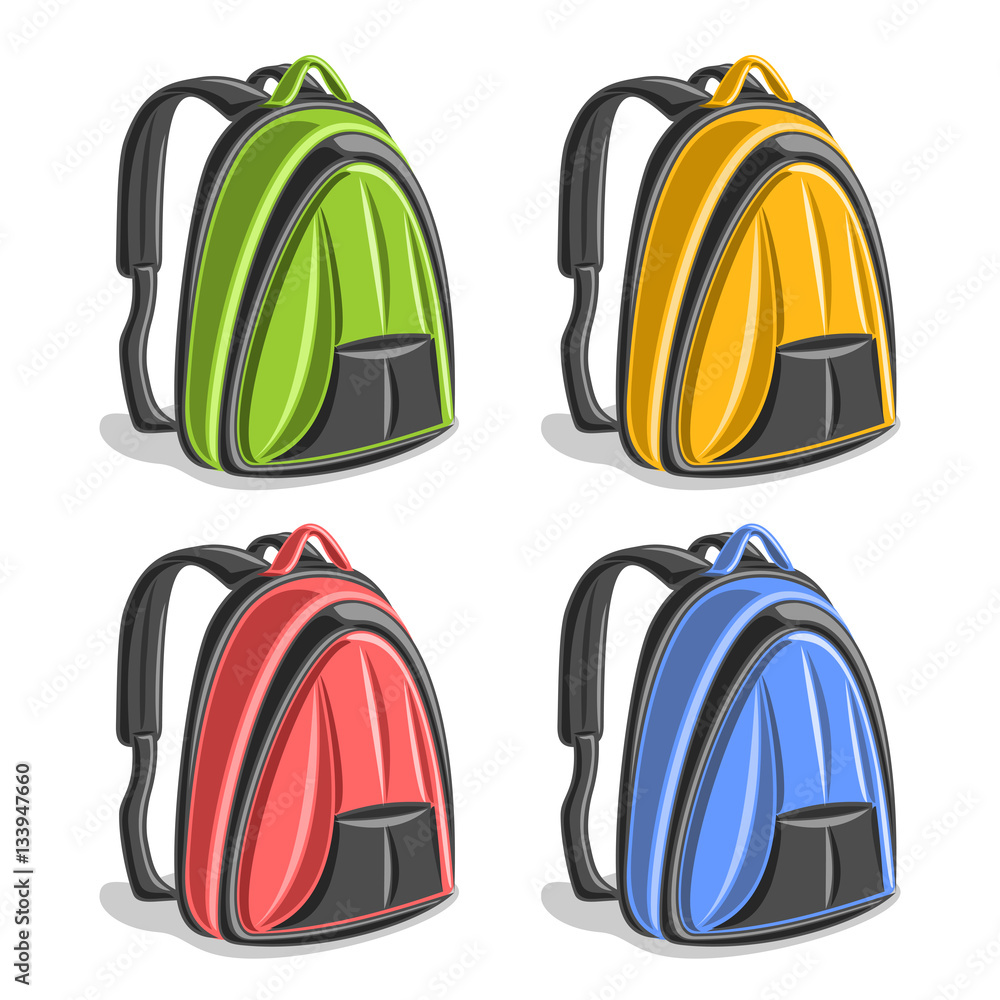 Vecteur Stock Vector set colorful hiking Backpacks green simple